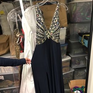 Navy Tony Bowls evening dress